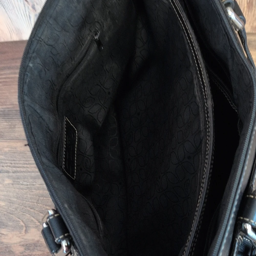 Fossil Large Heavy Black Leather Laptop Tote Office Travel Bag          C279 - Picture 4 of 16